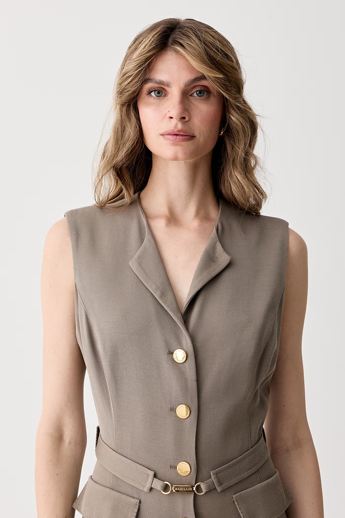 Marciano by Guess srajčna obleka z volno RASHIDA rjava G6YK29.W3213