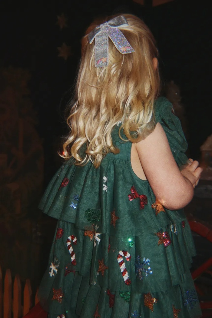 Konges Sløjd Sukienka rozkloszowana YVONNE CHRISTMAS DRESS zielony KS108137.9BY2