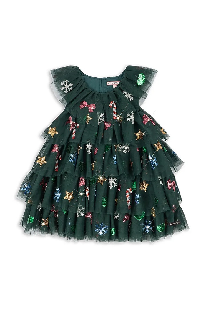 Konges Sløjd Sukienka rozkloszowana YVONNE CHRISTMAS DRESS KS108137.9BY2 zielony AW26