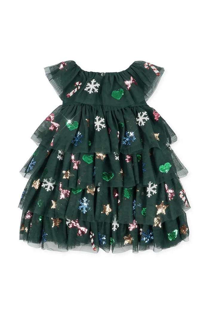 Dziewczynka Konges Sløjd Sukienka rozkloszowana YVONNE CHRISTMAS DRESS KS108137.9BY2 zielony