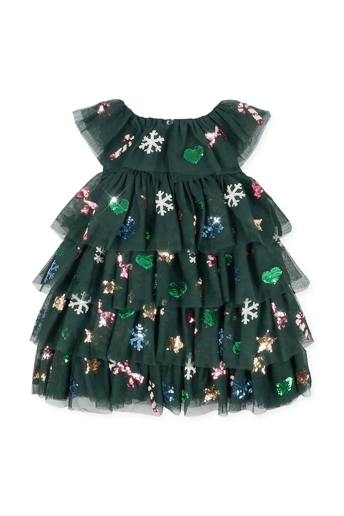 Dziewczynka Konges Sløjd Sukienka rozkloszowana YVONNE CHRISTMAS DRESS KS108137.9BY2 zielony