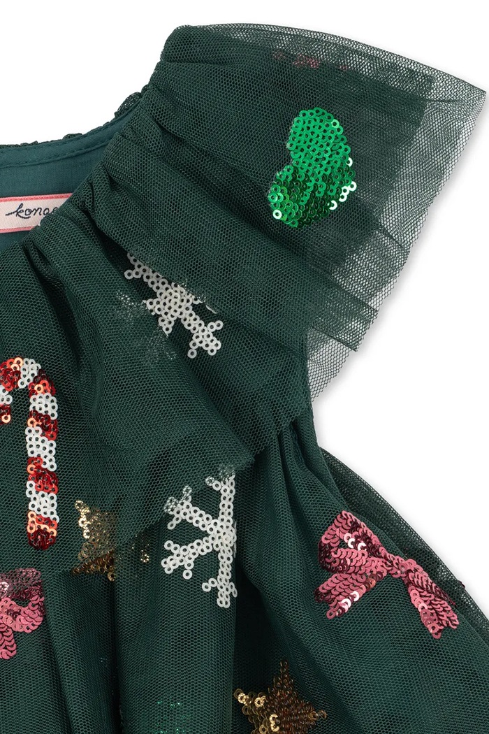Sukienka rozkloszowana YVONNE CHRISTMAS DRESS Konges Sløjd zielony KS108137.9BY2