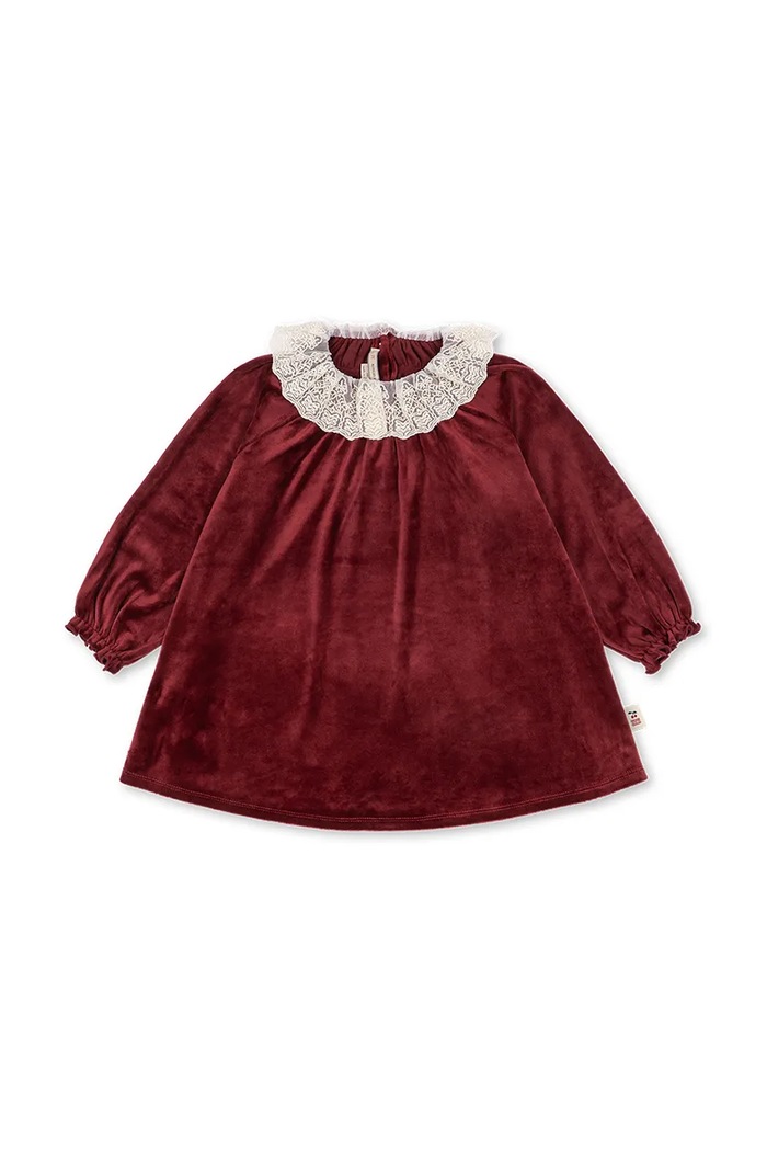 Konges Sløjd Sukienka welurowa VENOLA DRESS GRS bordowy KS108132.9BY2
