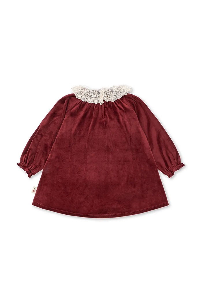 Konges Sløjd Sukienka welurowa VENOLA DRESS GRS KS108132.9BY2 bordowy AW26