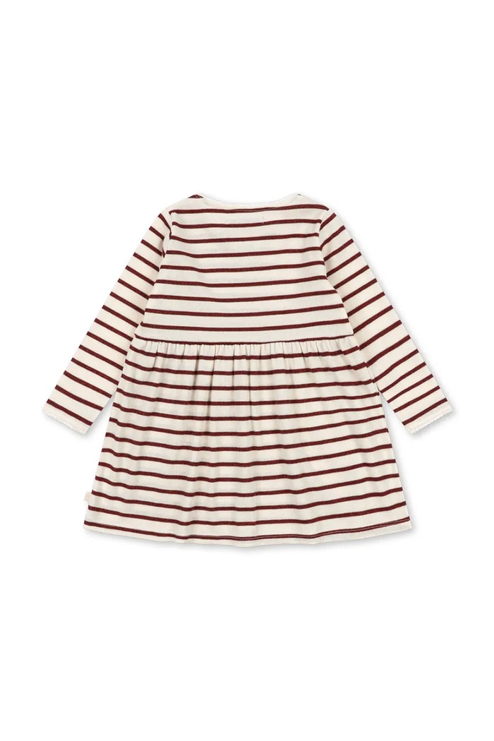Konges Sløjd Sukienka rozkloszowana z bawełną ROLI STRIPE DRESS OCS KS107605.9BY2 beżowy AW26