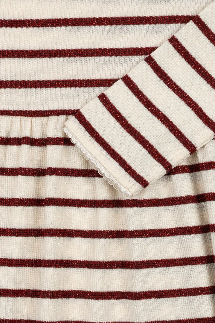 Sukienka rozkloszowana z bawełną ROLI STRIPE DRESS OCS Konges Sløjd KS107605.9BY2 beżowy