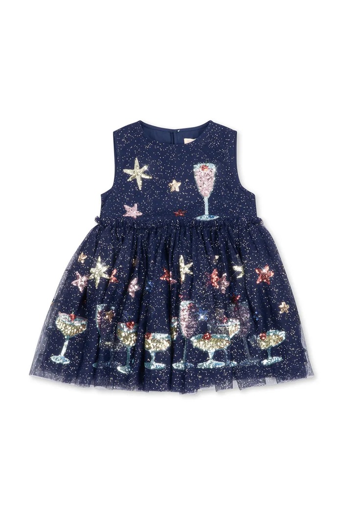 Konges Sløjd Sukienka rozkloszowana YVONNE DRESS KS106655.9BY2 granatowy AW26