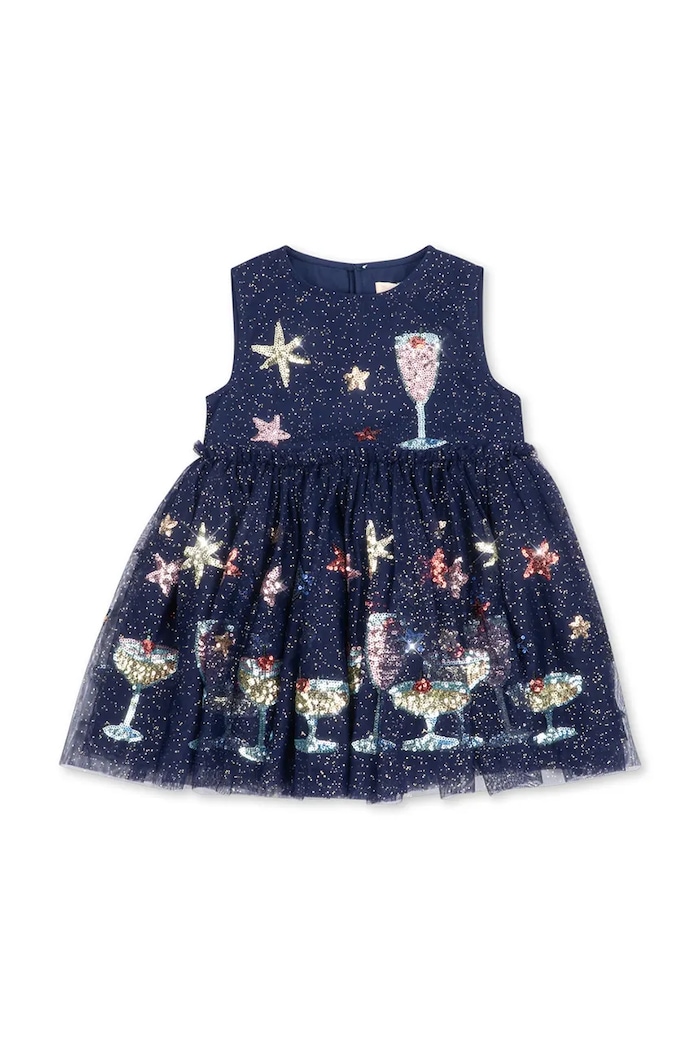 Konges Sløjd Sukienka rozkloszowana YVONNE DRESS KS106655.9BY2 granatowy AW26