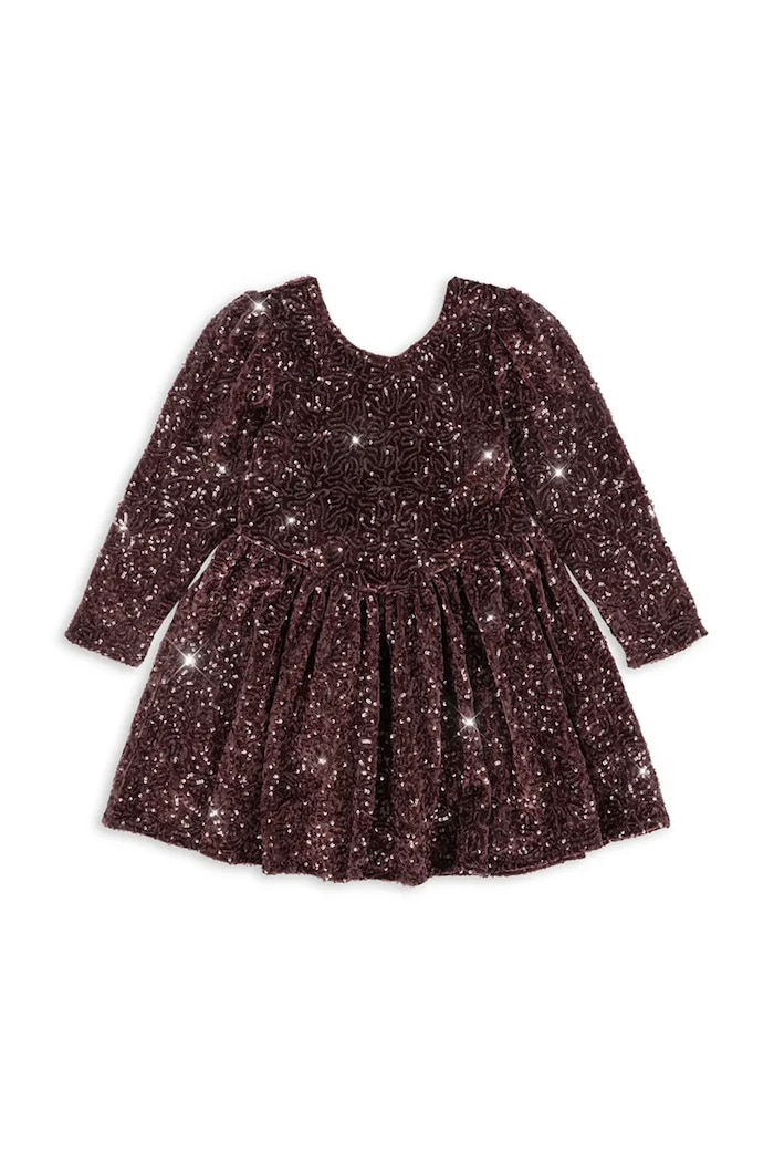 Konges Sløjd Sukienka rozkloszowana welurowa VIOLA DRESS KS106646.9BY2 brązowy AW26