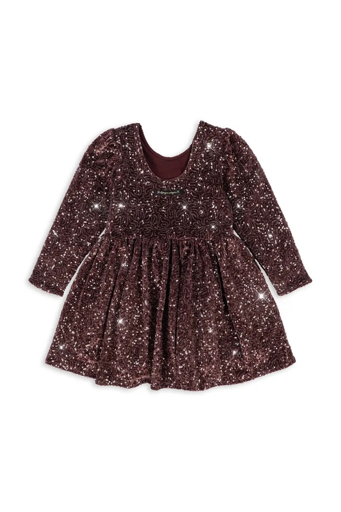 Dziewczynka Konges Sløjd Sukienka rozkloszowana welurowa VIOLA DRESS KS106646.9BY2 brązowy
