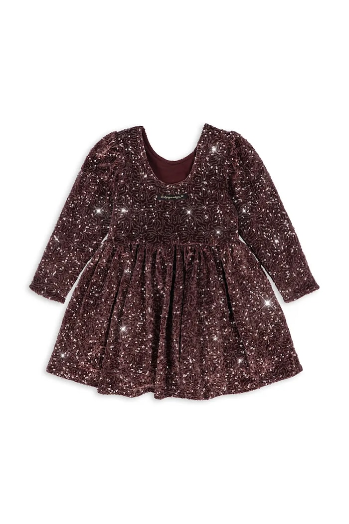 Dziewczynka Konges Sløjd Sukienka rozkloszowana welurowa VIOLA DRESS KS106646.9BY2 brązowy