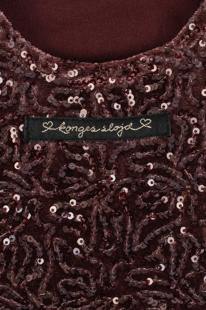 Sukienka rozkloszowana welurowa VIOLA DRESS Konges Sløjd KS106646.9BY2 brązowy