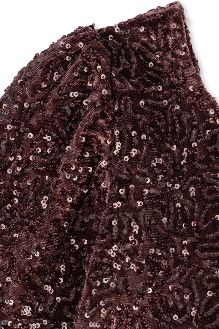 Sukienka rozkloszowana welurowa VIOLA DRESS Konges Sløjd brązowy KS106646.9BY2