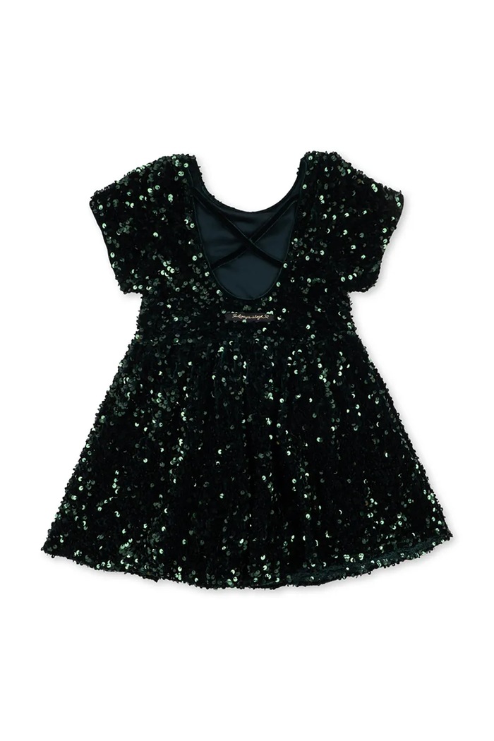 Dziewczynka Konges Sløjd Sukienka rozkloszowana welurowa TAMIRA BALLERINA DRESS KS106614.9BY2 czarny