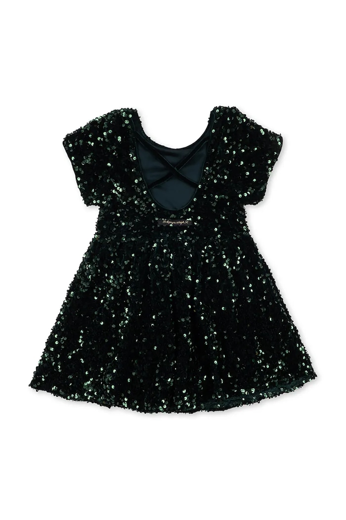 Dziewczynka Konges Sløjd Sukienka rozkloszowana welurowa TAMIRA BALLERINA DRESS KS106614.9BY2 czarny