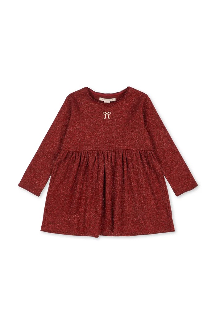 Konges Sløjd Sukienka rozkloszowana z bawełną ROLI DRESS OCS bordowy KS106587.9BY2