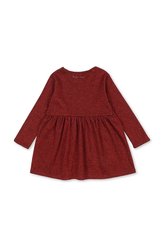 Konges Sløjd Sukienka rozkloszowana z bawełną ROLI DRESS OCS KS106587.9BY2 bordowy AW26