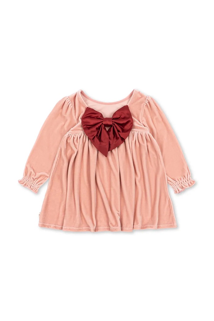 Dziewczynka Konges Sløjd Sukienka welurowa GIA BOW DRESS GRS KS106478.9BY2 różowy