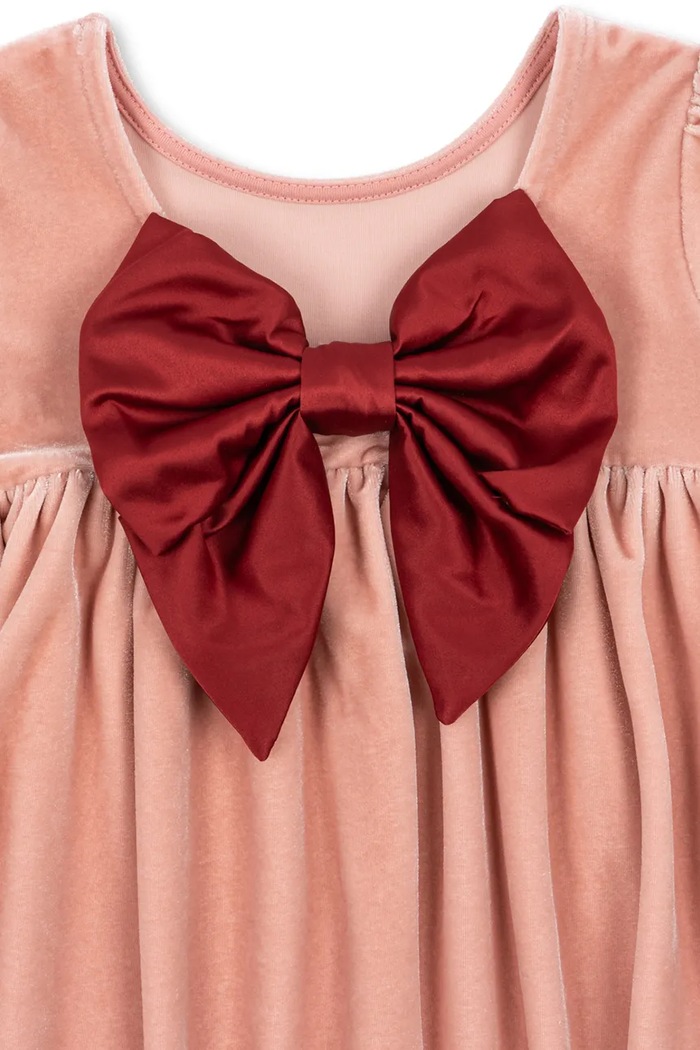 Sukienka welurowa GIA BOW DRESS GRS Konges Sløjd KS106478.9BY2 różowy