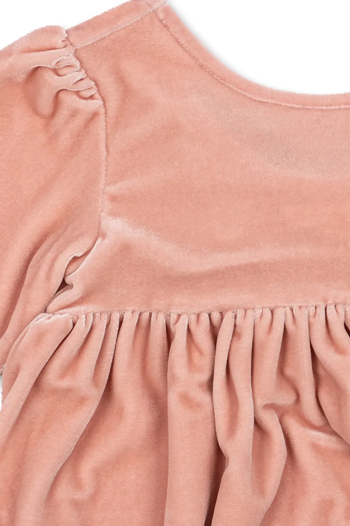 Sukienka welurowa GIA BOW DRESS GRS Konges Sløjd różowy KS106478.9BY2