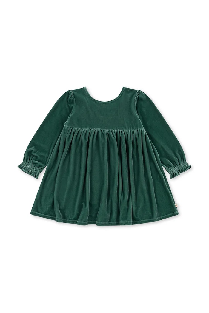 Konges Sløjd Sukienka welurowa GIA BOW DRESS GRS KS106478.9BY2 zielony AW26