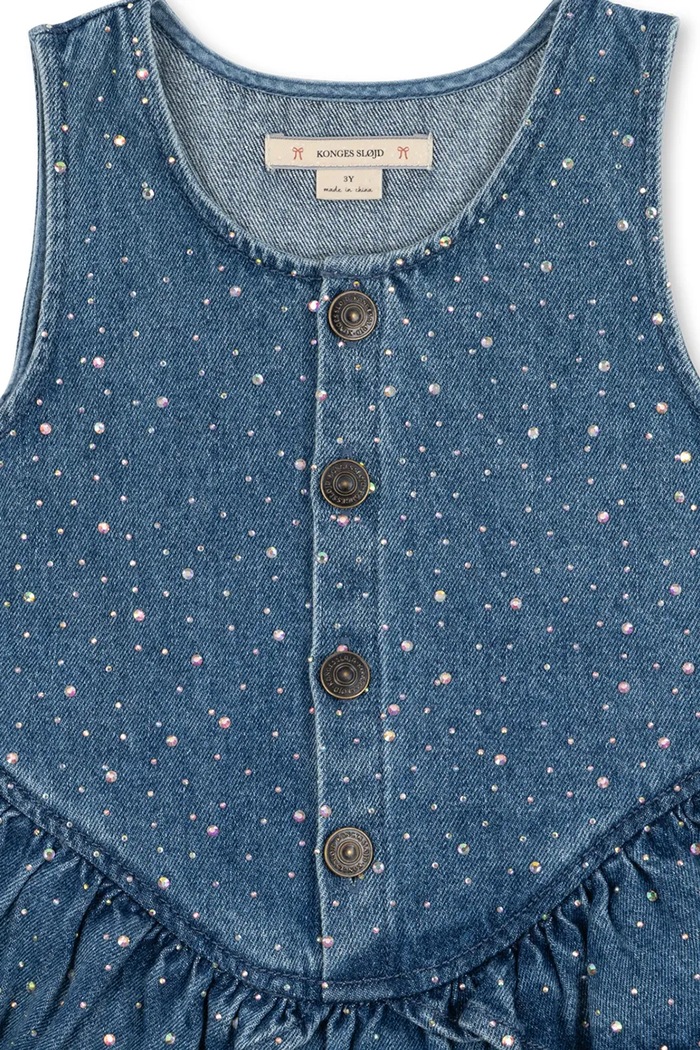Sukienka jeansowa ELBA SPARKLE DRESS GOTS Konges Sløjd KS106459.9BY2 niebieski