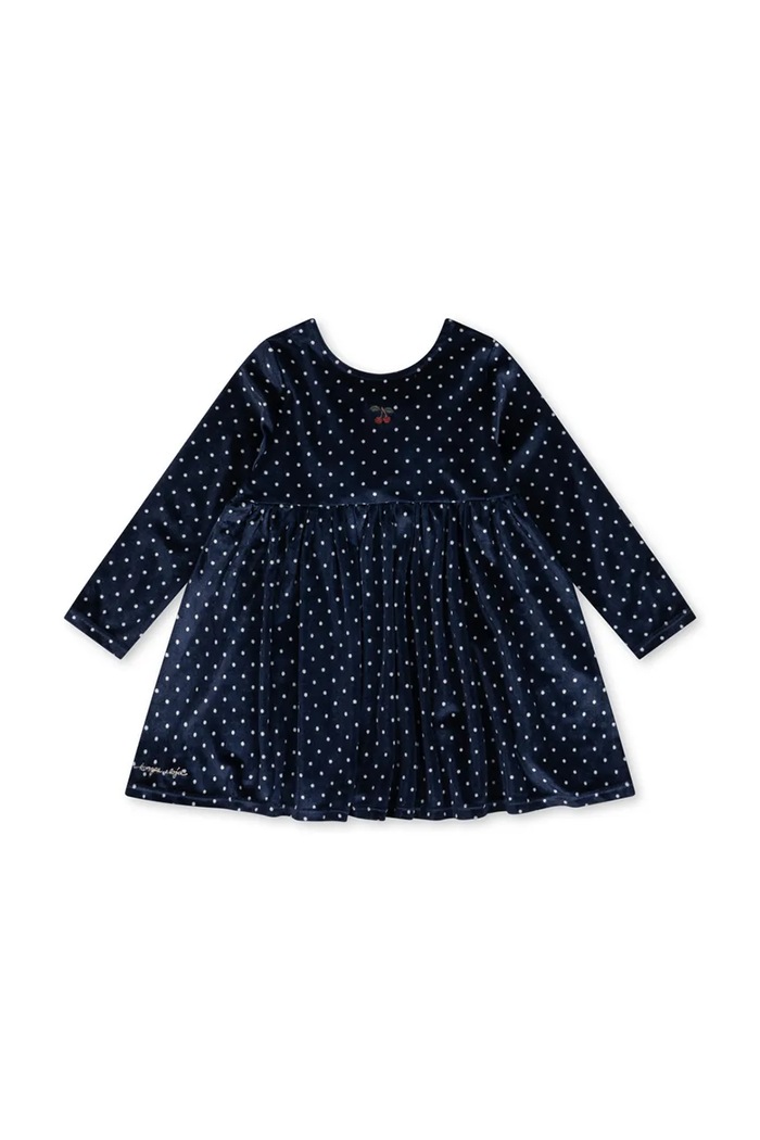 Konges Sløjd Sukienka welurowa DITZY DRESS GRS KS106444.9BY2 granatowy AW26
