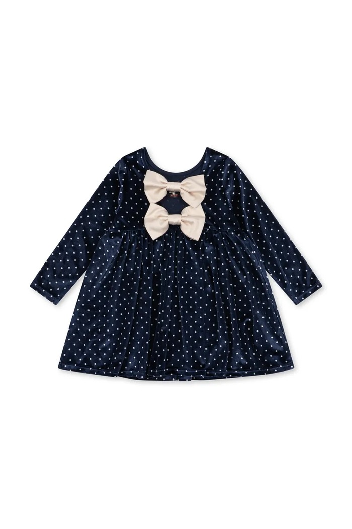 Dziewczynka Konges Sløjd Sukienka welurowa DITZY DRESS GRS KS106444.9BY2 granatowy