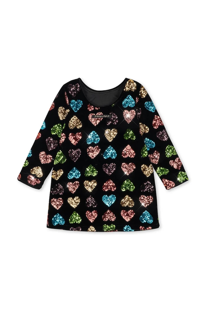 Dziewczynka Konges Sløjd Sukienka welurowa CUORE DRESS KS106437.9BY2 czarny