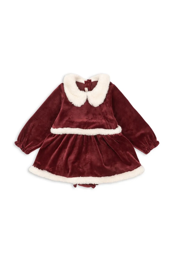 Konges Sløjd Sukienka welurowa CHRISTMAS ROMPER DRESS GRS KS106418.9BY2 bordowy AW26