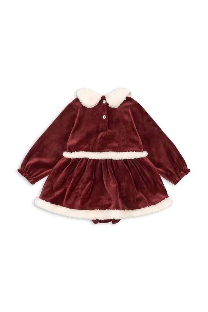 Dziewczynka Konges Sløjd Sukienka welurowa CHRISTMAS ROMPER DRESS GRS KS106418.9BY2 bordowy