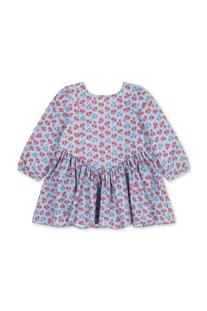 Konges Sløjd Sukienka bawełniana AVI LS BOW DRESS GOTS KS106368.9BY2 niebieski AW26