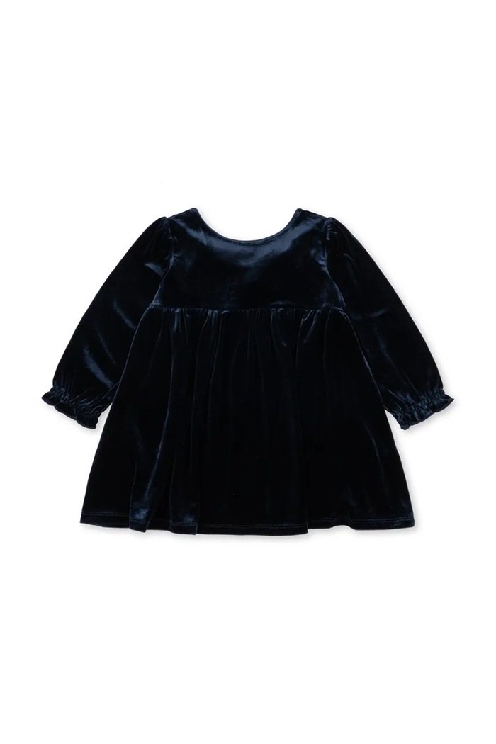 Konges Sløjd Sukienka welurowa GIA BOW DRESS GRS KS108494.9BY2 granatowy AW26