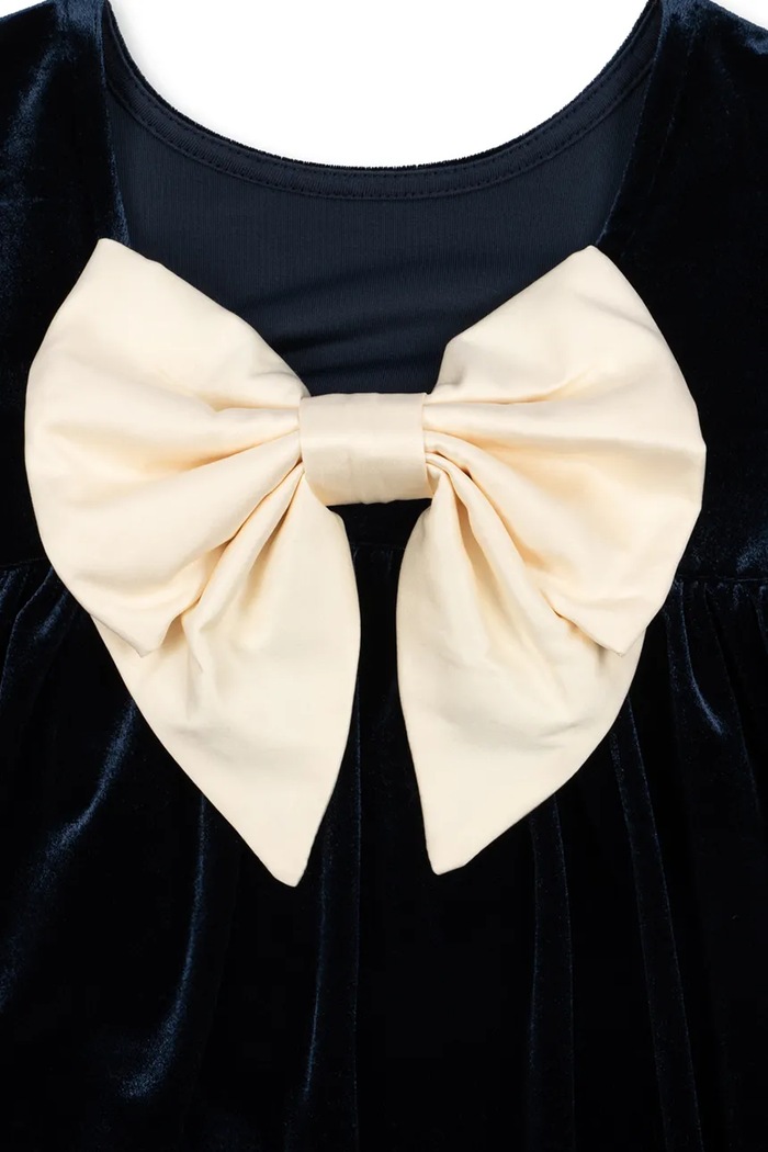 Dziewczynka Konges Sløjd Sukienka welurowa GIA BOW DRESS GRS KS108494.9BY2 granatowy