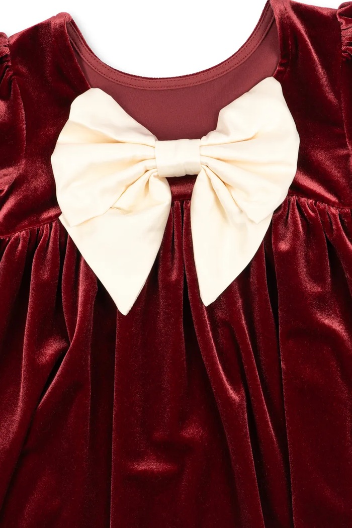 Dziewczynka Konges Sløjd Sukienka welurowa GIA BOW DRESS GRS KS108494.9BY2 bordowy