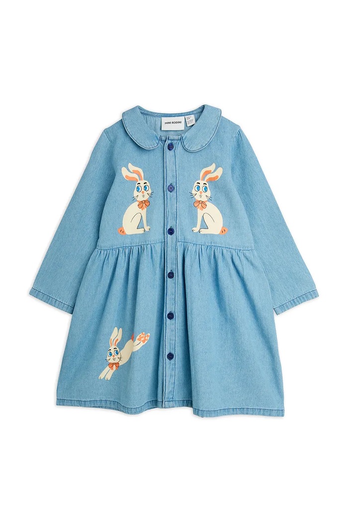 Mini Rodini Sukienka jeansowa Rabbits niebieski 26750123