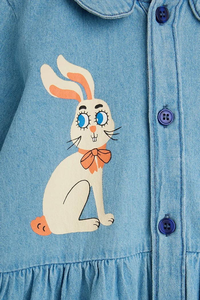 Dziewczynka Mini Rodini Sukienka jeansowa Rabbits 26750123 niebieski