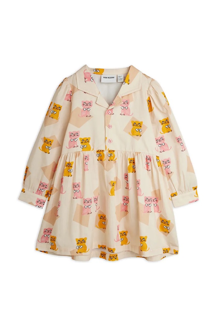 Mini Rodini sukienka rozkloszowana bawełniana Kittens 26750121 różowy AW26
