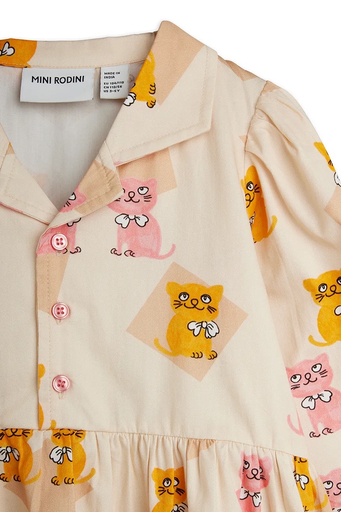 Mini Rodini sukienka rozkloszowana bawełniana Kittens różowy 26750121