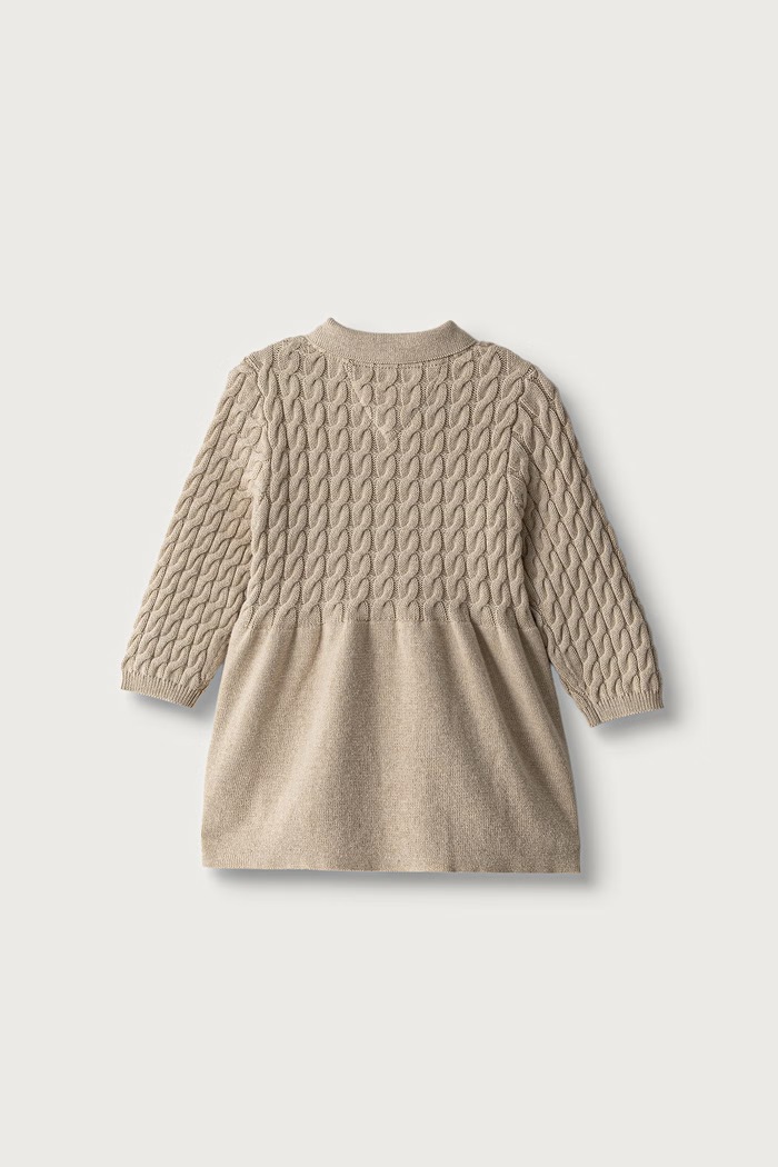 Tommy Hilfiger svetrové šaty bavlněné KN0KN02308.9BY2 béžová AW26