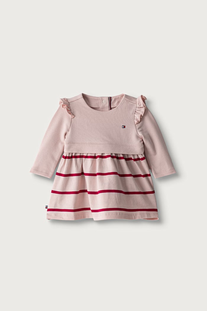 Tommy Hilfiger rozšířené šaty bavlněné s elastanem růžová KN0KN02066.9BY2