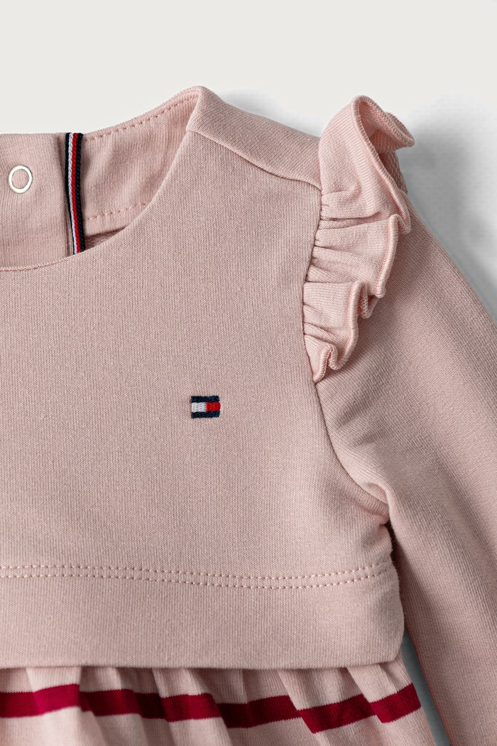 DÍVKA Tommy Hilfiger rozšířené šaty bavlněné s elastanem KN0KN02066.9BY2 růžová