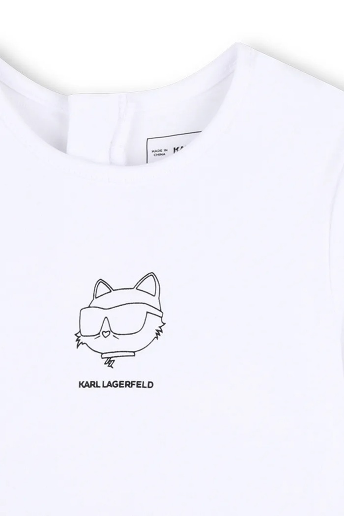 Момиче Karl Lagerfeld разкроена рокля от памук Z31289.86.108 бял