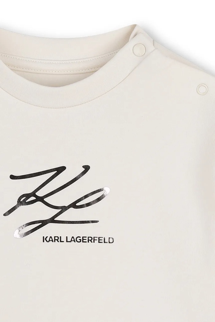 Момиче Karl Lagerfeld рокля от памук Z31292.67.81 бежов