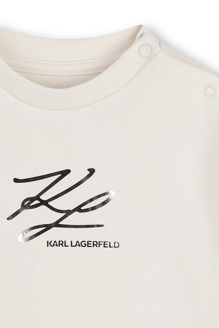 Момиче Karl Lagerfeld рокля от памук Z31292.86.108 бежов