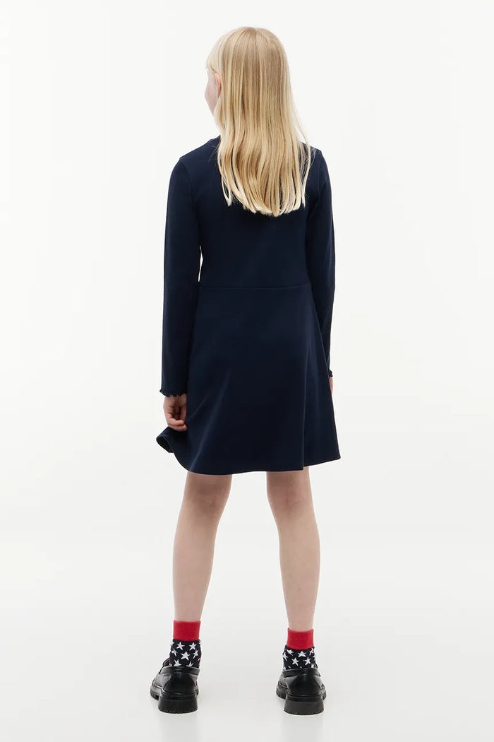 Dziewczynka Tommy Hilfiger Sukienka rozkloszowana bawełniana z elastanem KG0KG09701.9BY2 granatowy