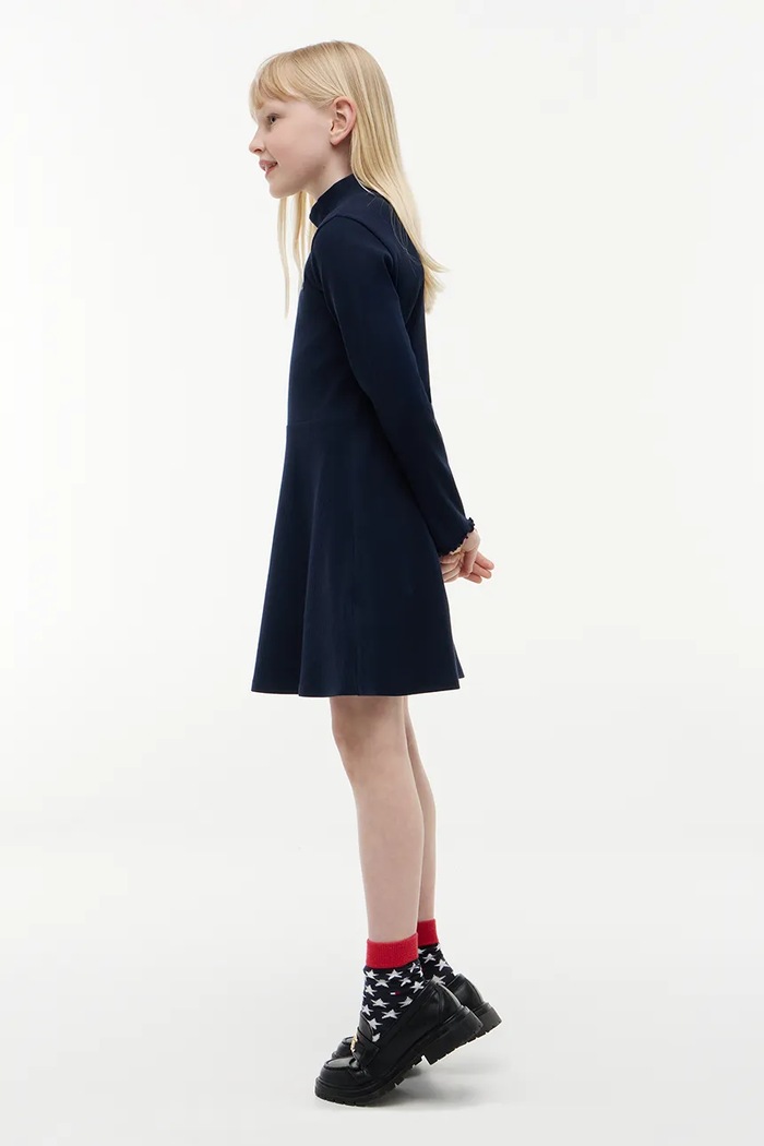 Sukienka rozkloszowana bawełniana z elastanem Tommy Hilfiger KG0KG09701.9BY2 granatowy