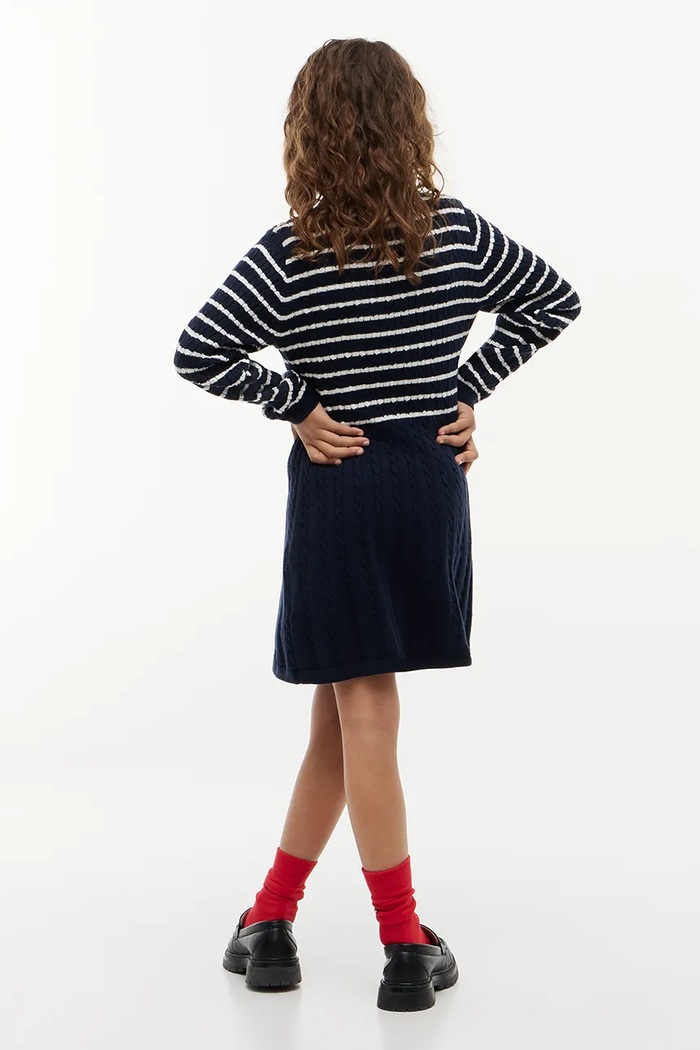 Dziewczynka Tommy Hilfiger Sukienka sweterkowa bawełniana KG0KG09611.9BY2 granatowy