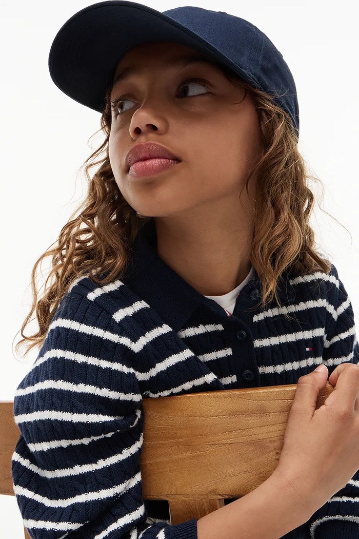 Sukienka sweterkowa bawełniana Tommy Hilfiger granatowy KG0KG09611.9BY2