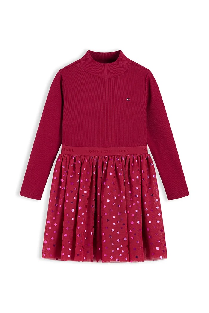Tommy Hilfiger Sukienka rozkloszowana bawełniana KG0KG09652.9BY2 czerwony AW26